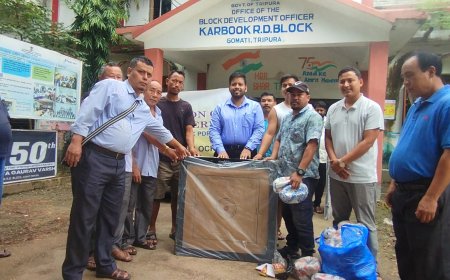 Sports Equipment Distributed to Community Leaders by Karbook RD Block Under BAC PDF Funds