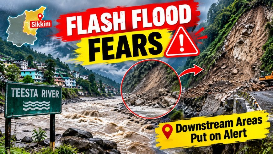 Flash Flood Fears Along Teesta as Landslide Partially Blocks River in Sikkim; Downstream Areas Put on Alert