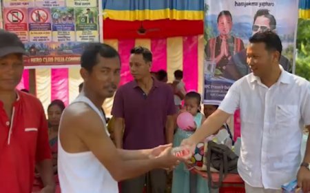 MDC Prasmit Debbarma Distributes Free Drinking Water and Balloons to Children During Durga Puja Across Halahali-Asharambari Constituency