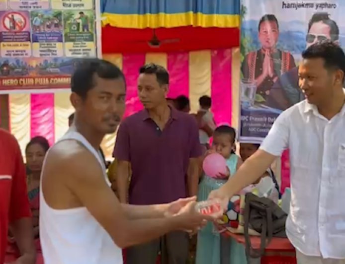 MDC Prasmit Debbarma Distributes Free Drinking Water and Balloons to Children During Durga Puja Across Halahali-Asharambari Constituency